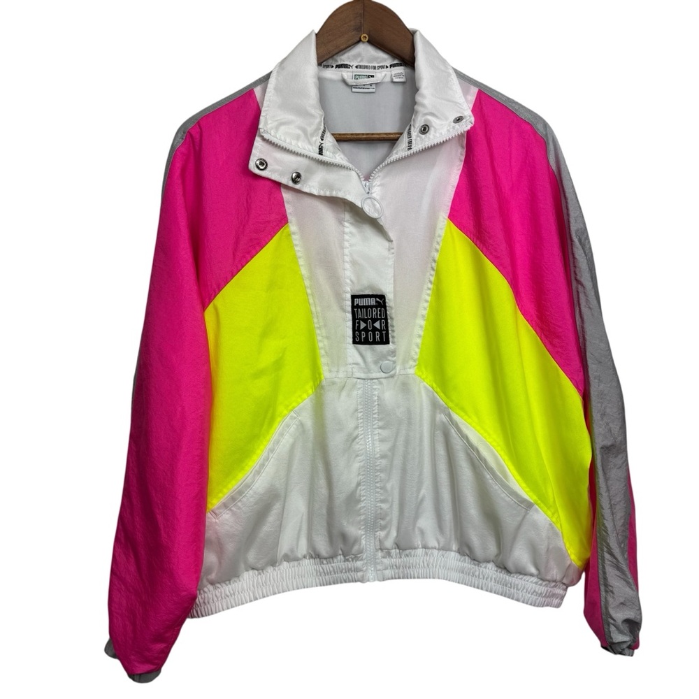 Puma Women's TFS OG Retro Track Jacket White and Hot pink Size XL‎